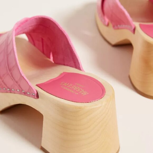 Swedish Hasbeens Pink Sandals with Woven Leather Design - Picture 7 of 16